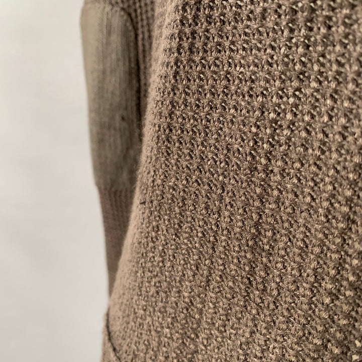 JOHN VARVATOS Size M Brown Waffle Knit Linen Collarless Cardigan