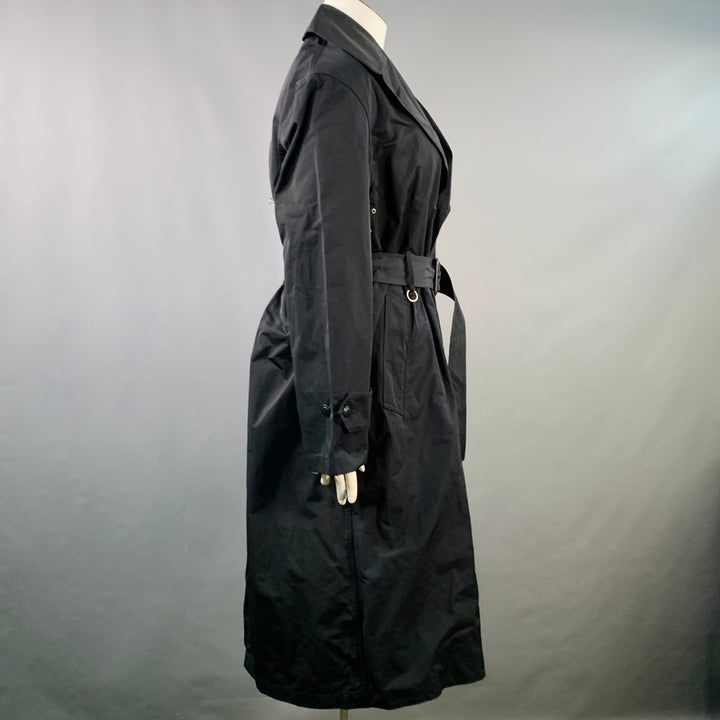 RANDOM IDENTITIES Size L Black Polyester Belted Trench Coat