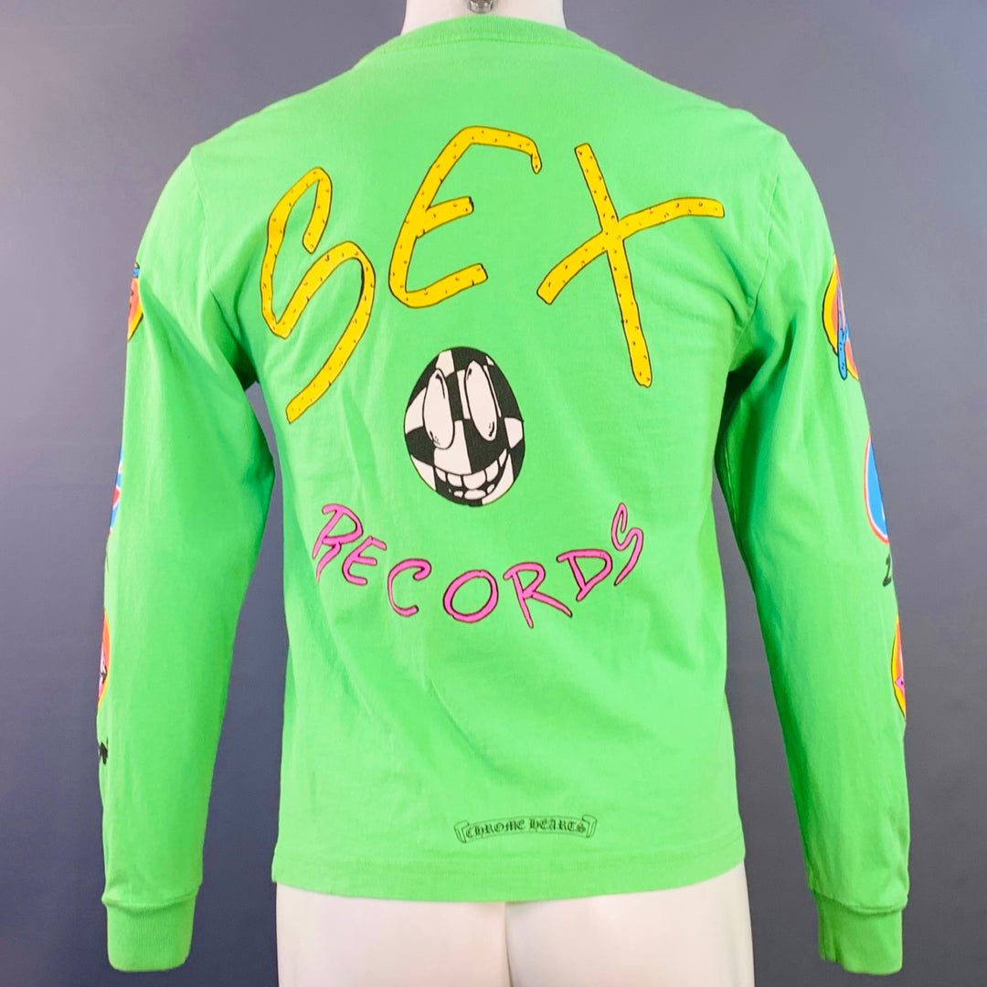 CHROME HEARTS Size S Sex Records Green Graphic Cotton Long Sleeve T-shirt