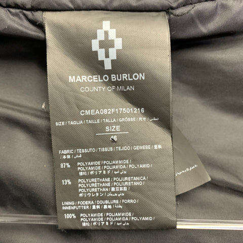 MARCELO BURLON Size S Black Embroidery Polyamide Blend Zip Up Coat
