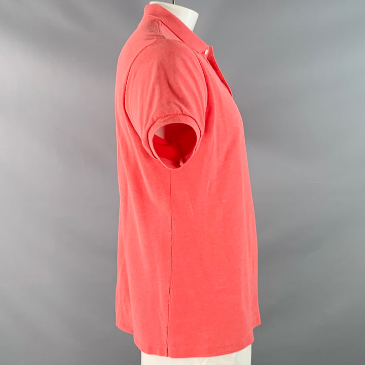 LACOSTE Size XL Red Coral Cotton Short Sleeve Polo