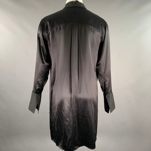 LOEWE Size S Black Silk Tunic Long Sleeve Shirt