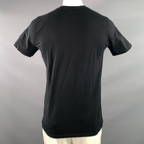 BALMAIN Size XL Black Solid Cotton Crew Neck t shirt
