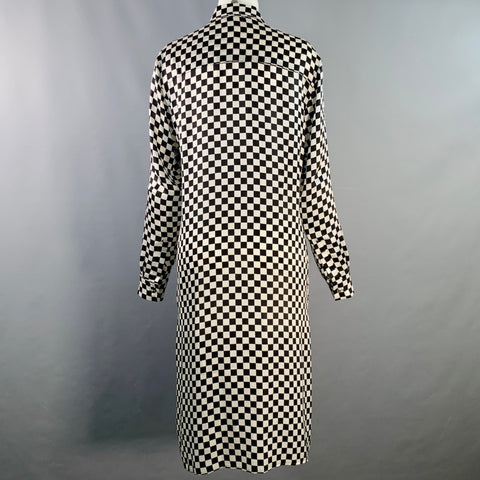 AMIRI Size S Black White Silk Checkered Two Pockets Shirt Dress