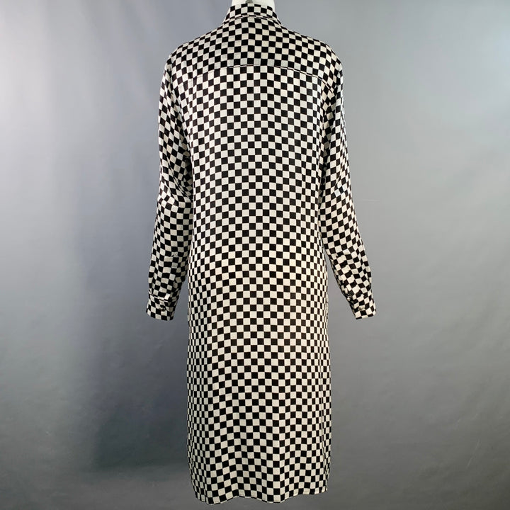 AMIRI Size S Black White Silk Checkered Two Pockets Shirt Dress