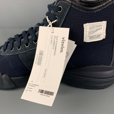 VISVIM Size 10.5 Navy Mixed Material Lanier High-Top Sneakers