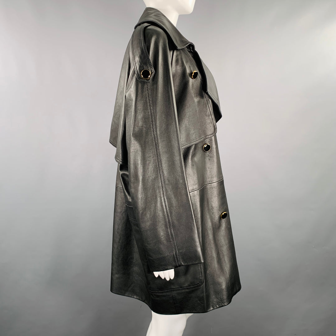 KHAITE Size S -The Eden- Black Gold Leather Calfskin Trench Coat