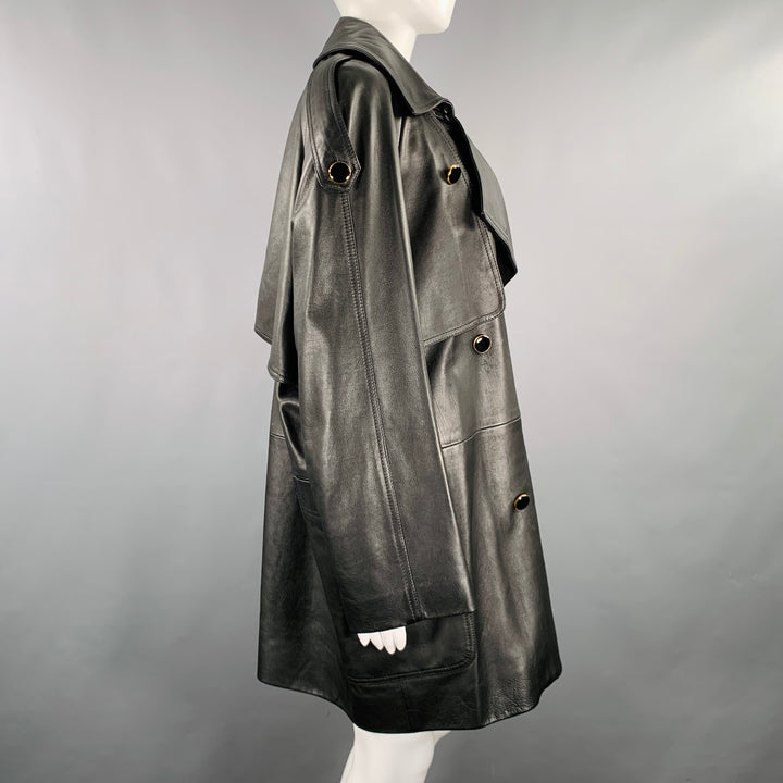 KHAITE Size S -The Eden- Black Gold Leather Calfskin Trench Coat