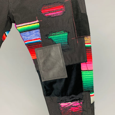 JUNYA WATANABE Size M Black Multi Color Sashiko Patches Casual Pants