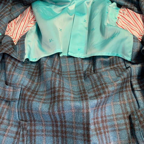 ISAIA Size 38 Regular Blue Brown Plaid Wool Notch Lapel Sport Coat