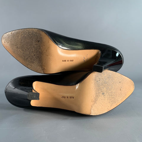 SALVATORE FERRAGAMO Size 9 Black Leather Platform Pumps
