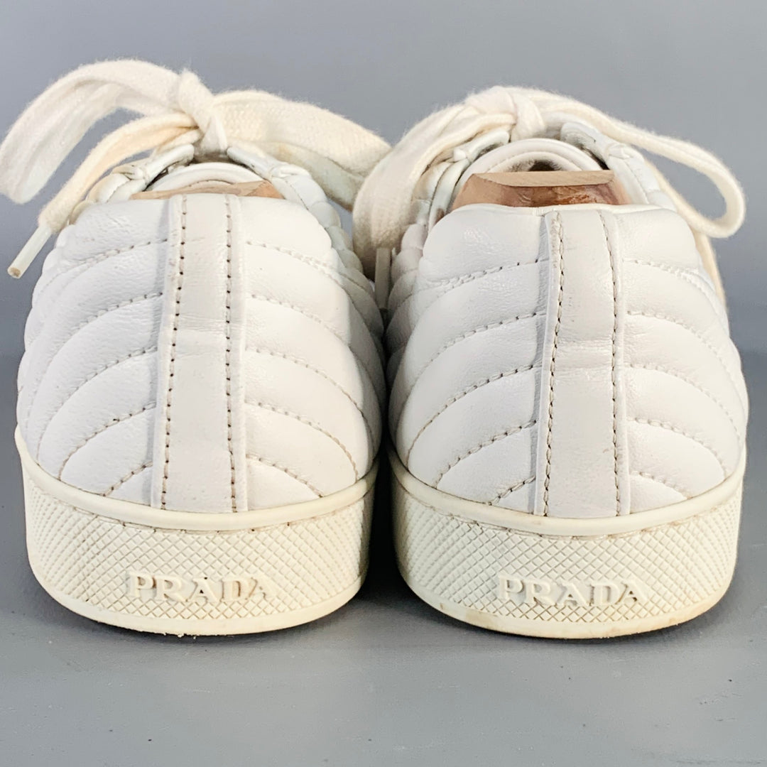 Prada size 8 Authentic Prada White Leather Sneakers – Women main image 2