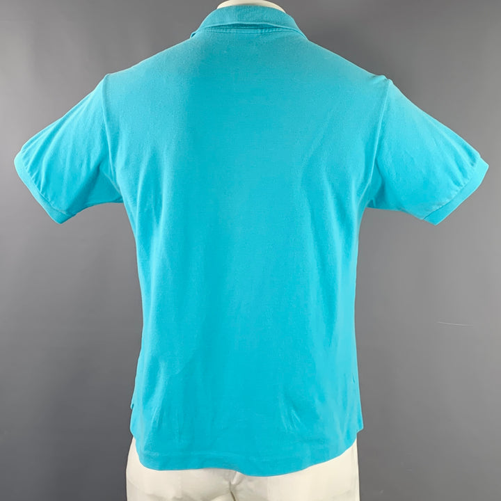 LACOSTE Size L Blue Aqua Cotton Logo Patch Polo