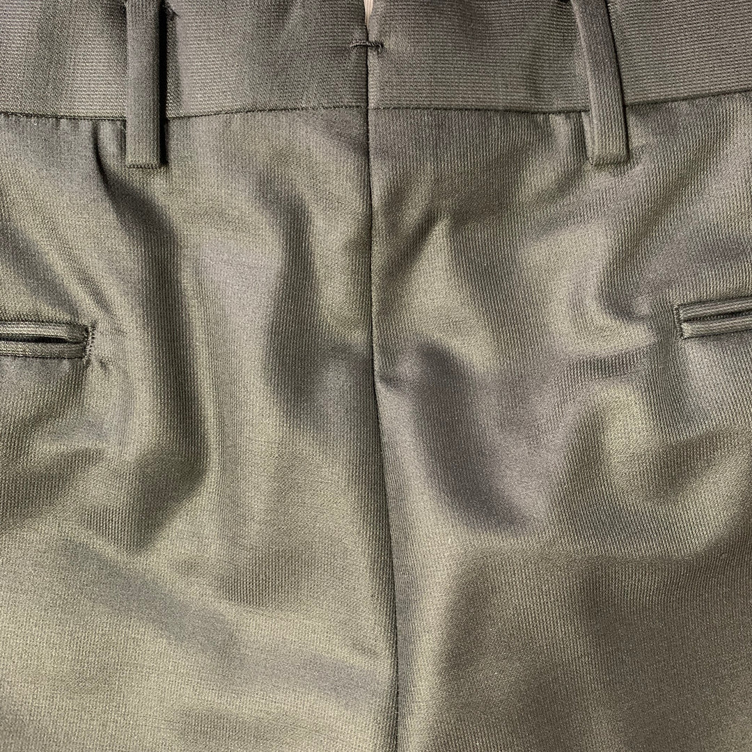 PAL ZILERI Size L Black Wool Silk Flat Front Zip Fly Dress Pants