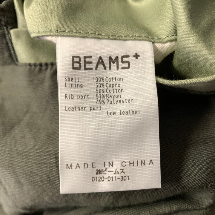 BEAMS PLUS Size XL Green Sage Cotton Bomber Jacket