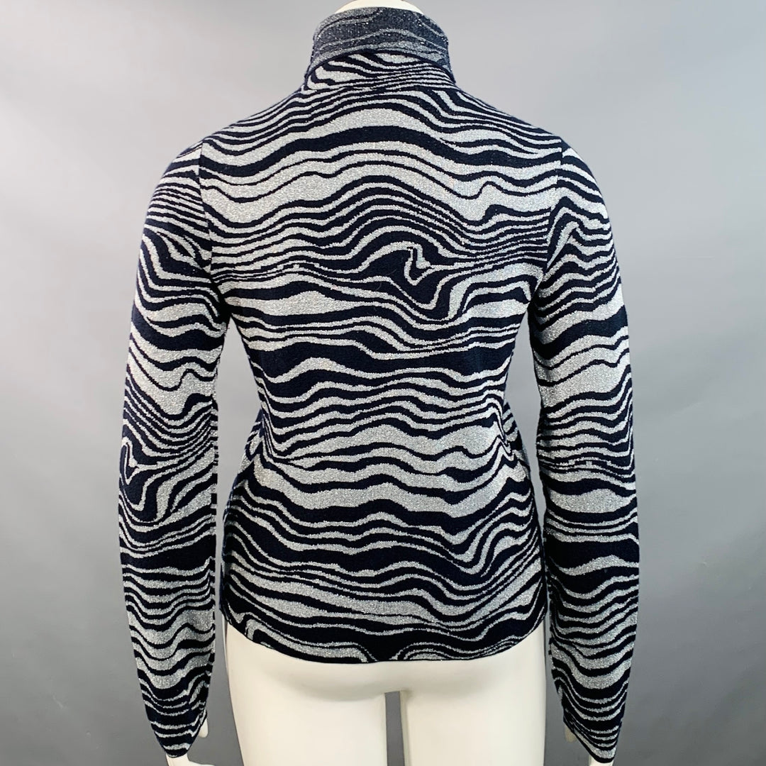 SIES MARJAN Size L Silver Navy Cashmere Blend Marbled Turtleneck Pullover