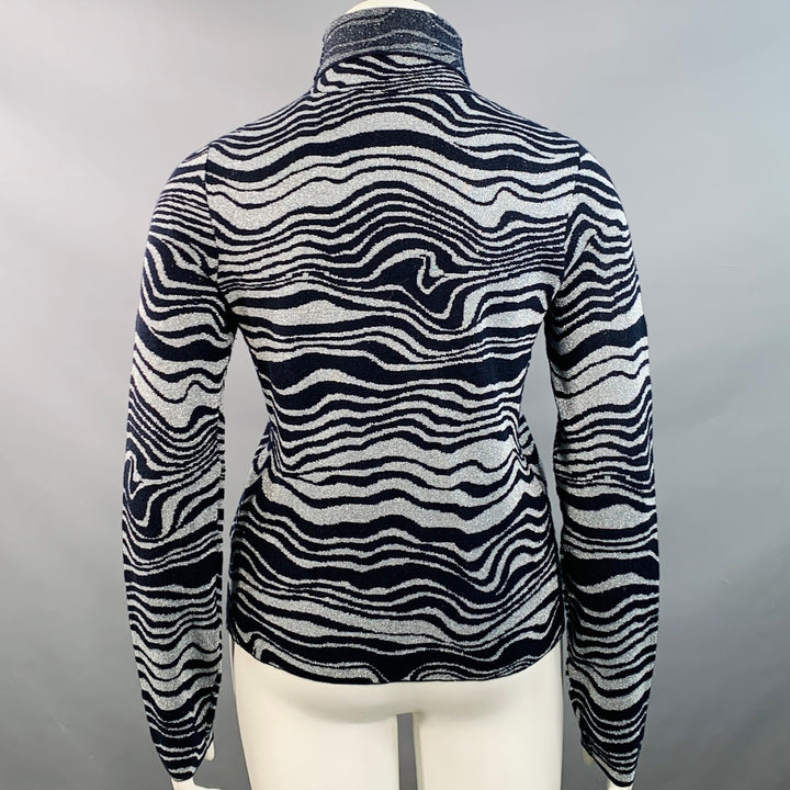 SIES MARJAN Size L Silver Navy Cashmere Blend Marbled Turtleneck Pullover