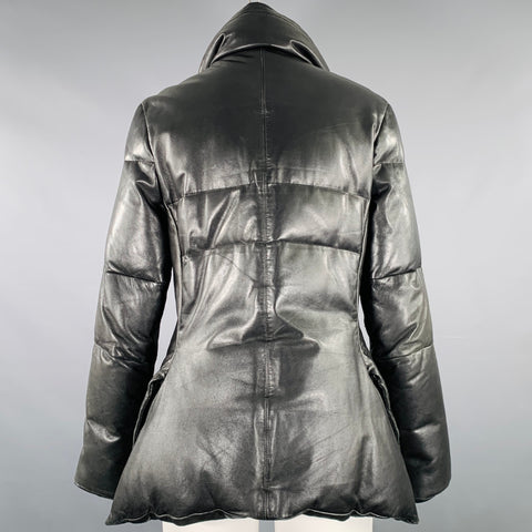 YOHJI YAMAMOTO Size M Black Lambskin Leather Quilted Zip Up Jacket