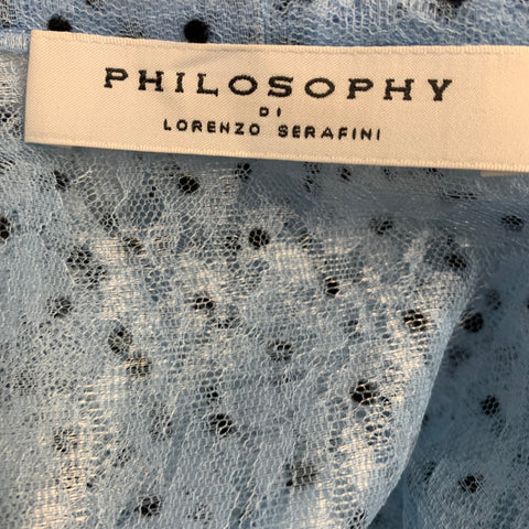 PHILOSOPHY di LORENZO SERAFINI Size 2 Blue Black Polyester Polka Dot Blouse