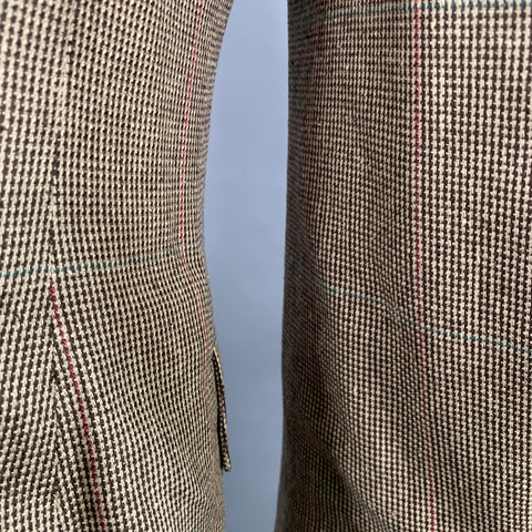 THE HOUND Size 42 Brown Cream Houndstooth Single Breasted Sport Coat