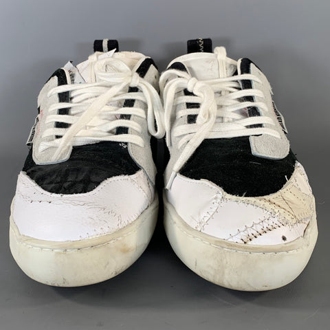 HELEN KIRKUM Size 9 Black White Leather Lace Up Sneakers