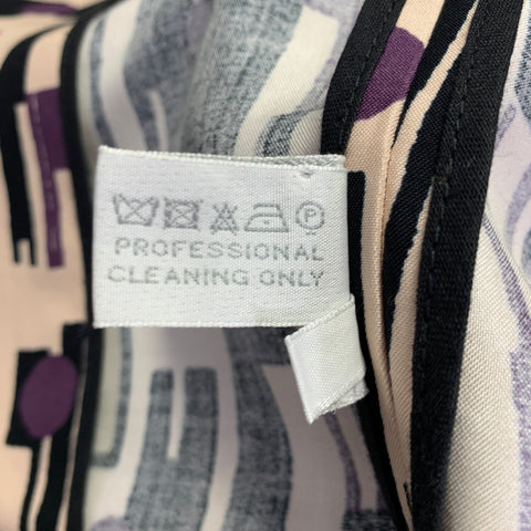 MARNI Size 8 Rose Purple Black Cotton Silk Print Open Front Coat