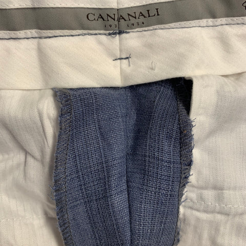 CANALI Size 34 Blue Plaid Wool Flat Front Tapered Dress Pants