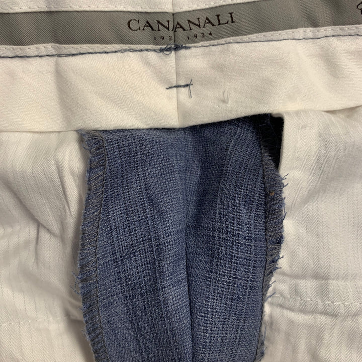 CANALI Size 34 Blue Plaid Wool Flat Front Tapered Dress Pants