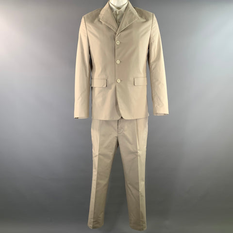 PRADA Chest Size 42 Khaki Cotton  Polyester Notch Lapel 36 29 Suit