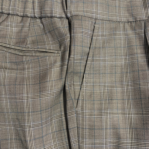 NOMINEE Size 32 Grey Blue Glenplaid Virgin Wool Pleated Casual Pants