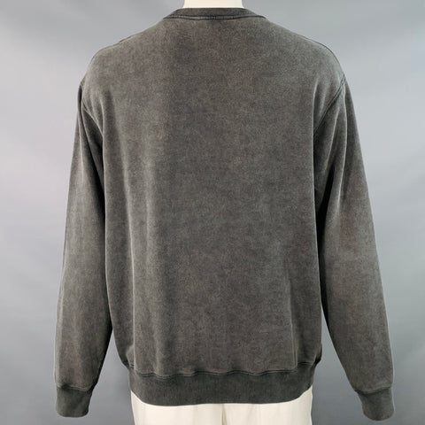 GUCCI Size L Grey Logo Cotton Crew Neck Sweatshirt
