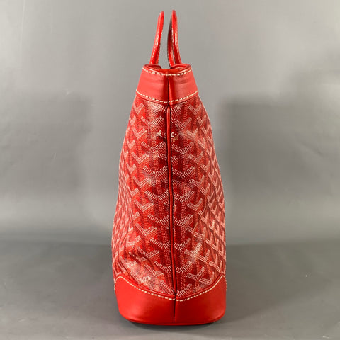 GOYARD BELUGA Red Monogram Canvas Leather Top Handles Handbag