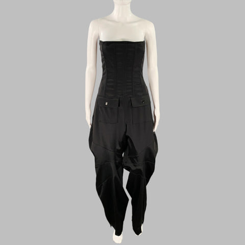 DOLCE & GABBANA Size 4 Black White Acetate Blend Strapless Overalls & Jumpsuits