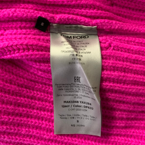 TOM FORD Size S Pink Ribbed Knit Cashmere V-Neck Sweater