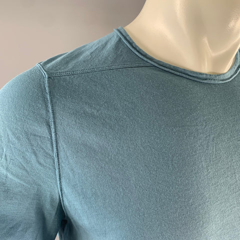 RICK OWENS Size M Blue Solid Cotton T-shirt