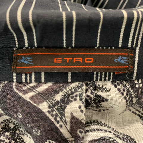 ETRO Size 40 Black White Stripe Cotton Peak Lapel Suit