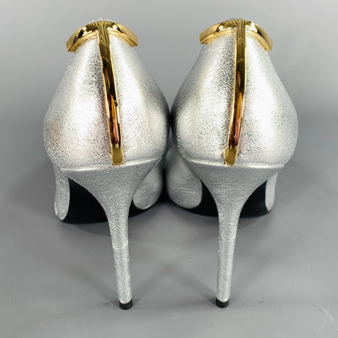 TOM FORD Size 8 Silver Gold Sheepskin Leather Metallic Pointed Toe Heels Pumps