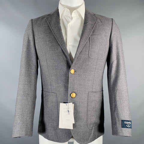 MR. GENTLEMAN Size 38 Grey Wool Notch Lapel Sport Coat