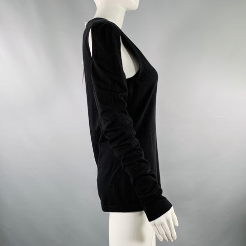 HELMUT LANG Size M Black Cut Out Crew Neck Pullover