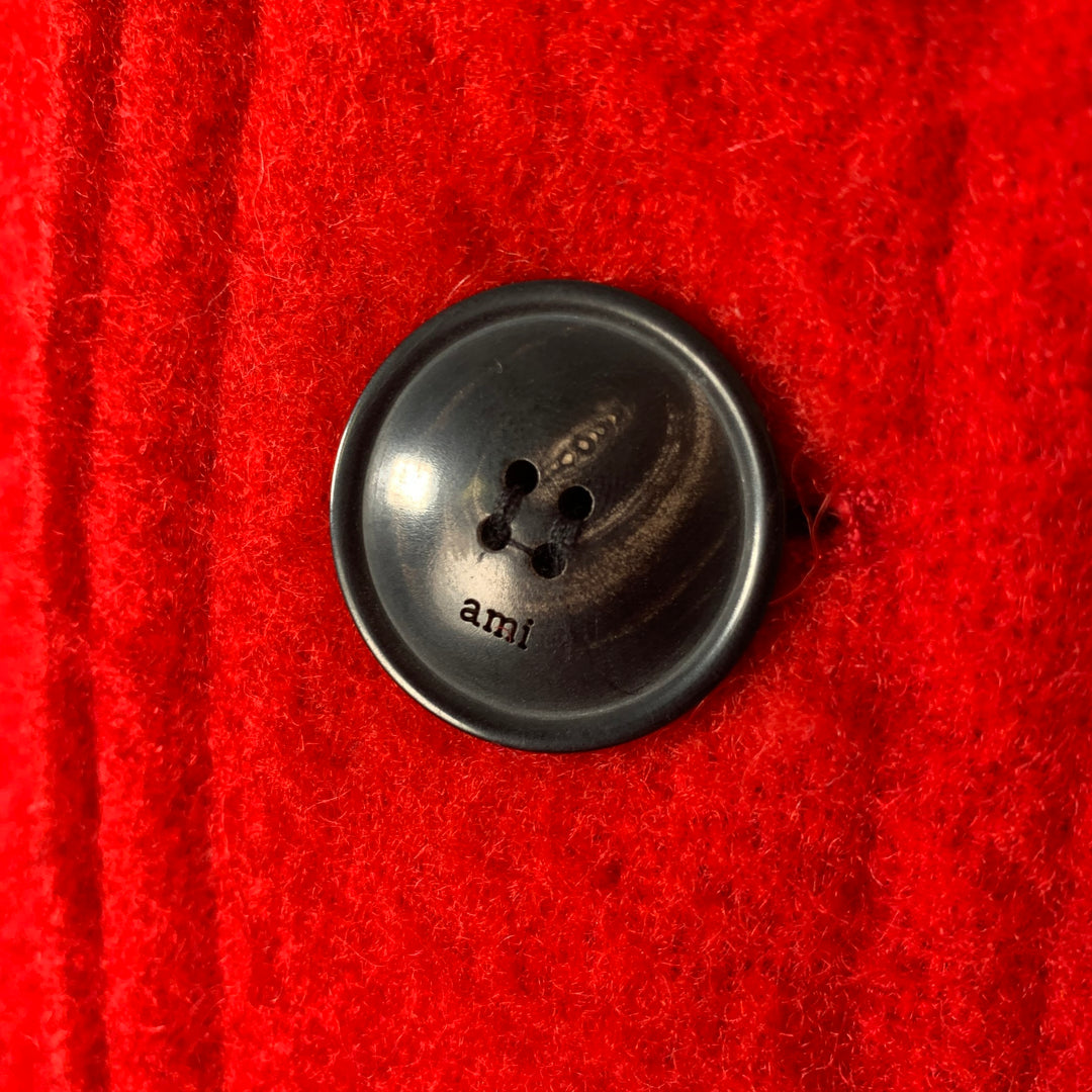AMI by ALEXANDRE MATTIUSSI Size S Red Textured Virgin Wool Coat