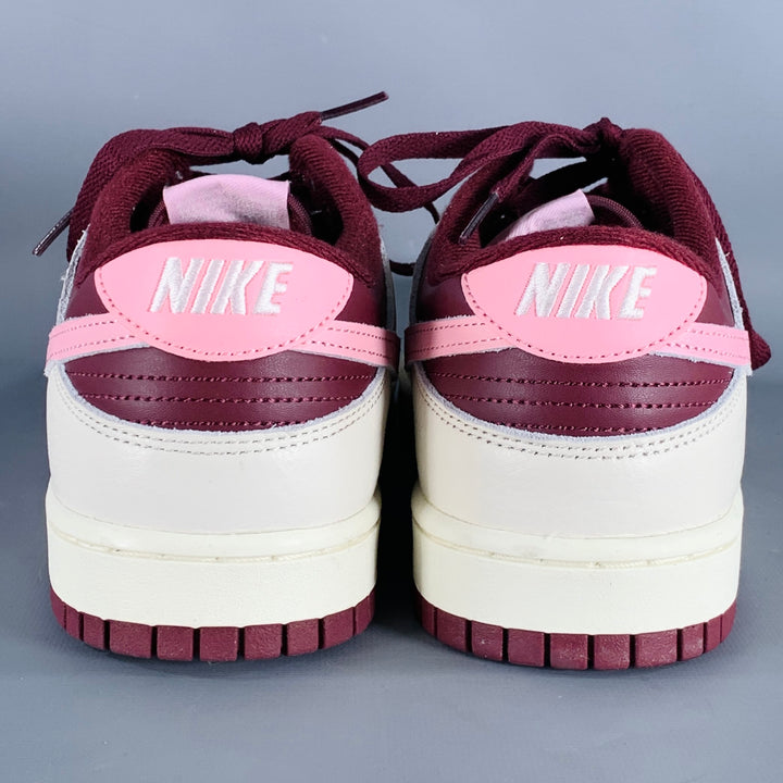 NIKE 2023 Size 11.5 Dunk Low Burgundy Cream Leather Low Top Sneakers