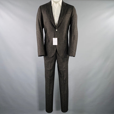 PAUL SMITH Size 40 Black Gold Heather Wool Notch Lapel Suit