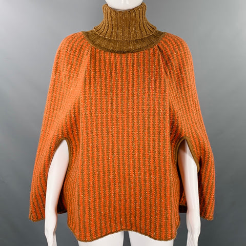 M MISSONI Size S Orange Brown Stripe Turtleneck Cape