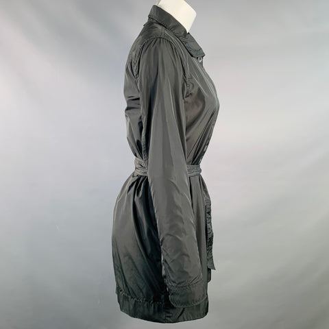 JAMES PERSE Size S Black Polyester Hidden Buttons Belted Jacket
