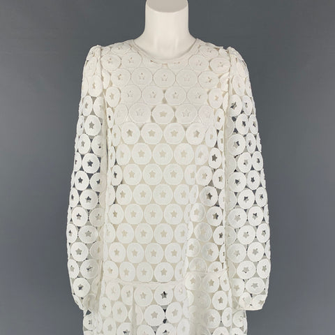 Nº21 Size 4 White Polyester Eyelet Dropped Waist Dress