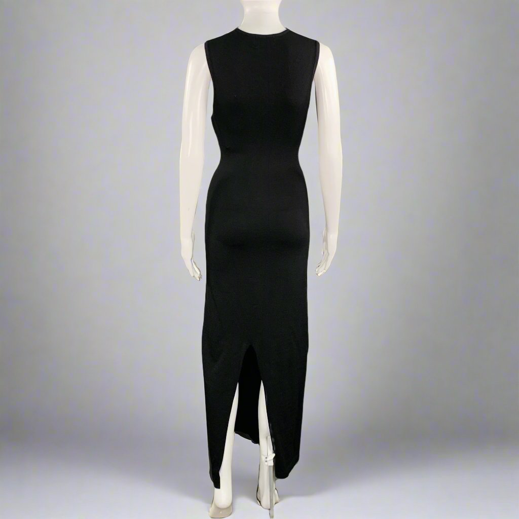 DISSH Size S Black Viscose Blend Cut Out Sleeveless Long Dress Sui Generis Designer Consignment DISSH Size S Black Viscose Blend Cut Out Sleeveless Long Dress Sui Generis Designer Consignment