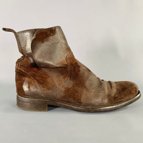 DOLCE & GABBANA Size 10.5 Brown Distressed Roughout Leather Boots