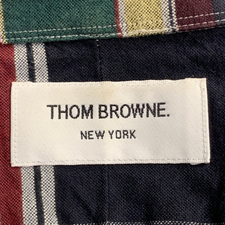 THOM BROWNE Size XS Multi Color Plaid Cotton One Pocket Long Sleeve Shirt