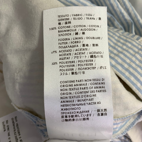 GUCCI Size XS White Light Blue Seersucker Cotton Stripe Single Breasted Suit