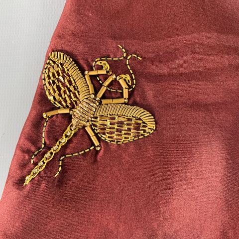 DRIES VAN NOTEN Brown Embroidered Silk Scarf